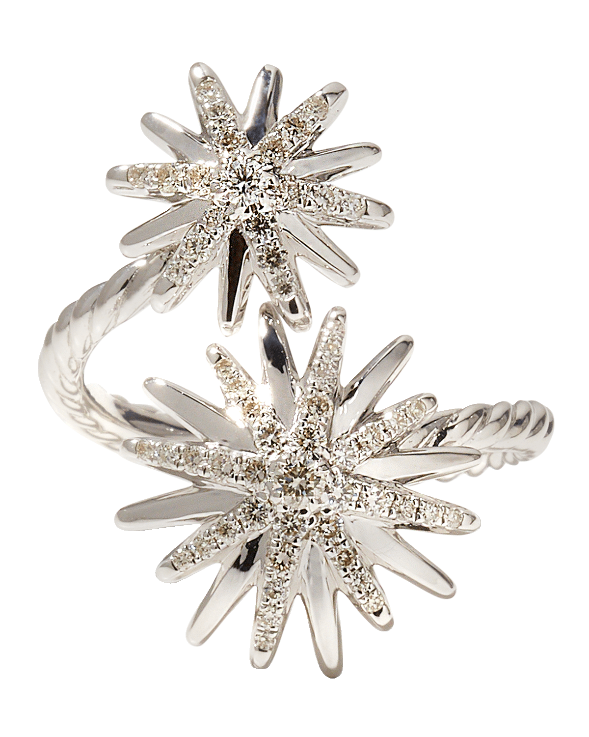 David Yurman 20mm Starburst Bypass Ring in Diamonds and Sterling Silver