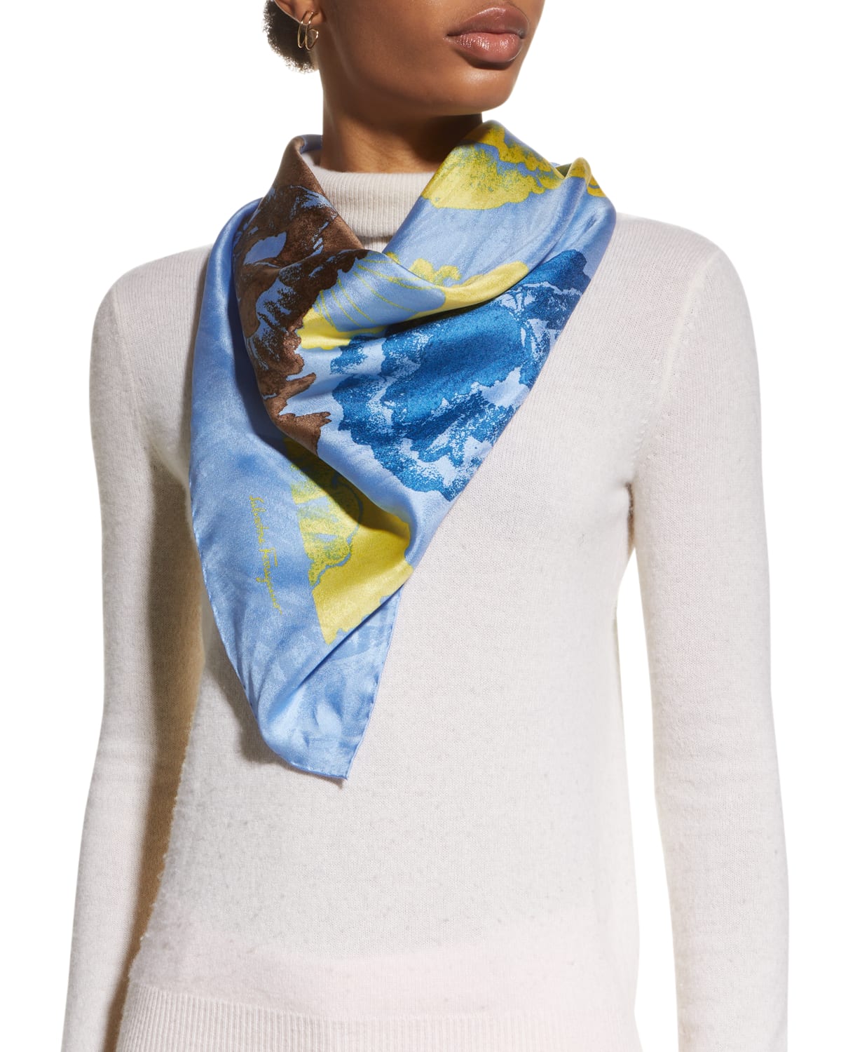 Silk Hand painted Square Scarf Art to wear Exclusive One of a kind Gift for her Multicolor