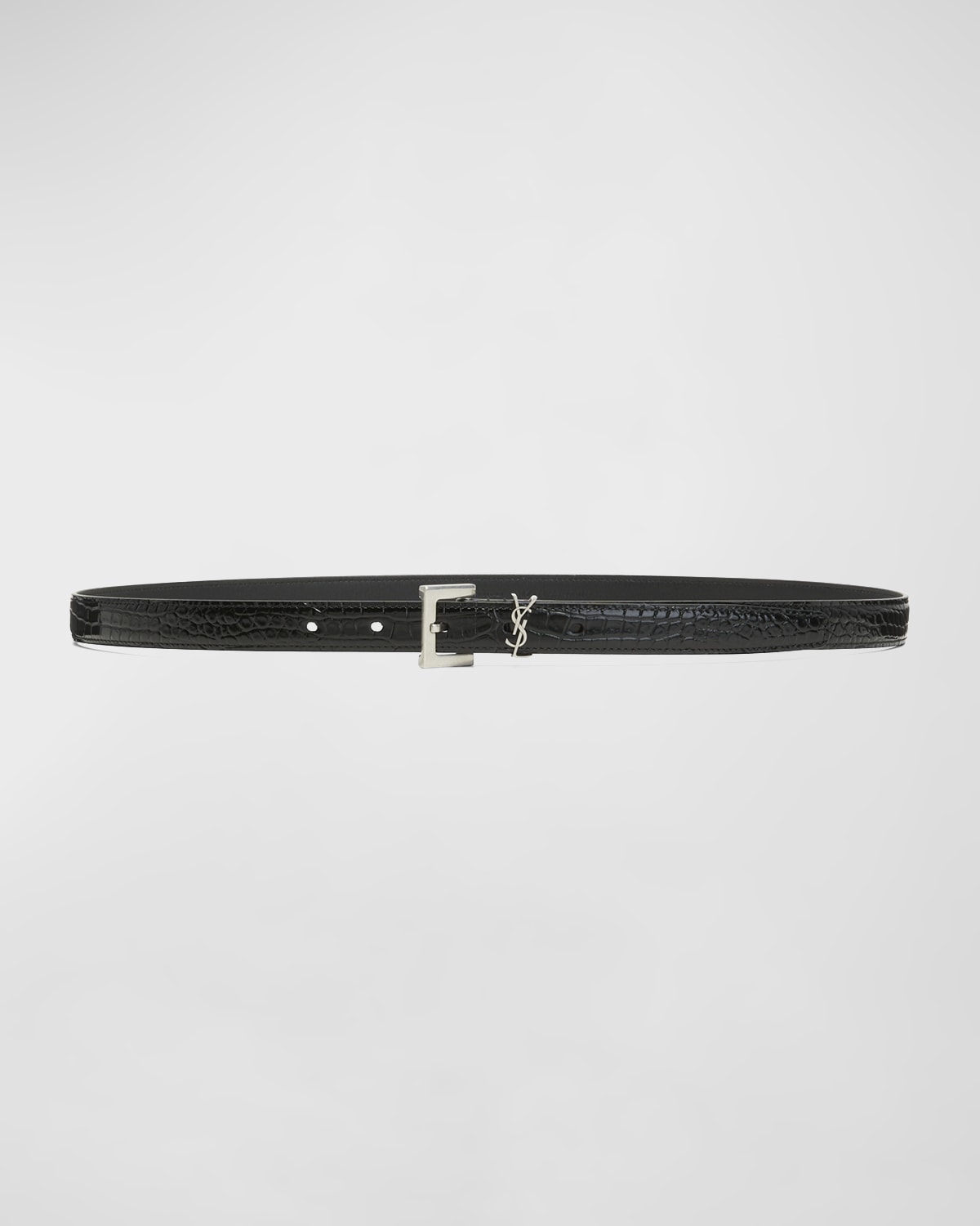 Saint Laurent YSL Moc-Croc Skinny Belt