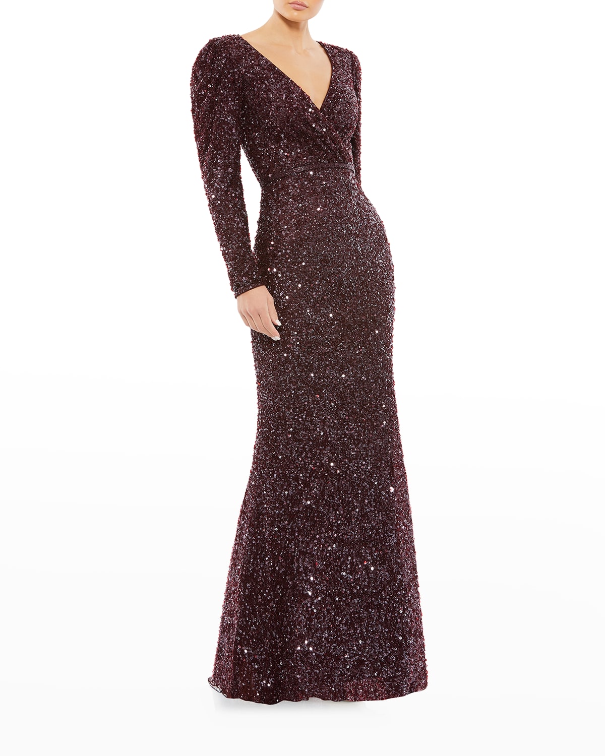 Mac Duggal Sequined V-neck Gown ...