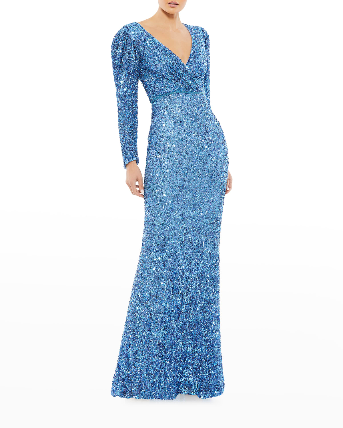 Sequined Long Sleeves Gown | Neiman Marcus