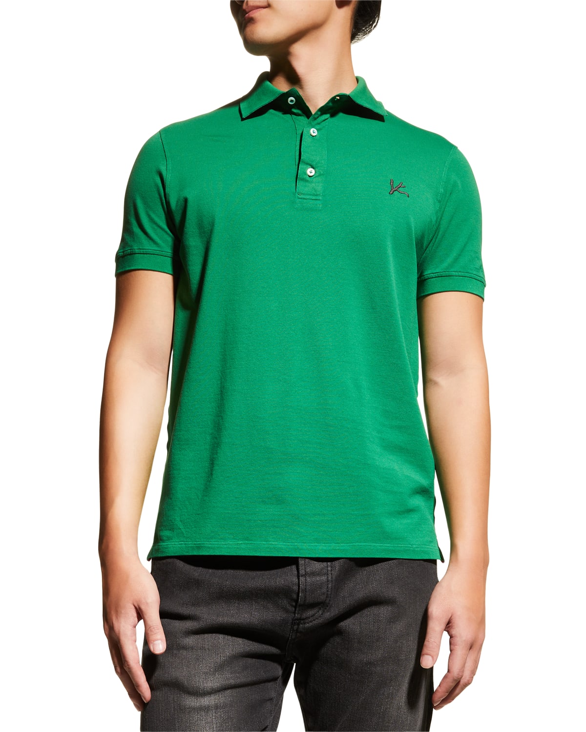 Dark Blue Pattern Printed Short Sleeves Men's Polo Shirt main image 0