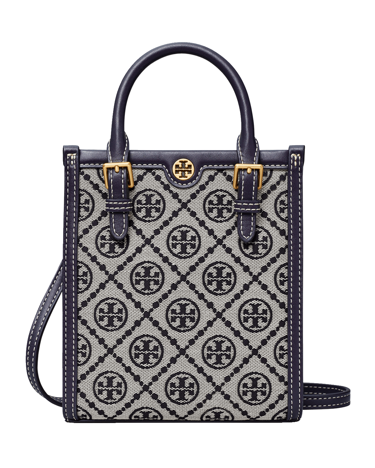 Tory Burch Mini T Monogram Jacquard North-South Tote Bag