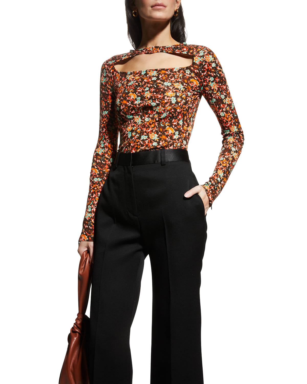 【高品質】 VICTORIA V 国内発| BECKHAM Tシャツ メランジリブニット ニット・セーター Victoria Beckham Top | Neiman Marcus