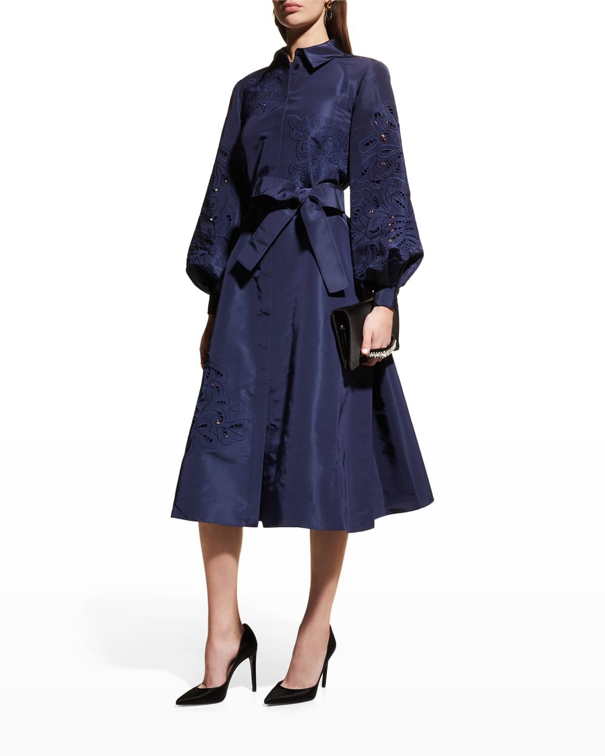 Long Sleeves Silk Shirt Dress | Neiman Marcus