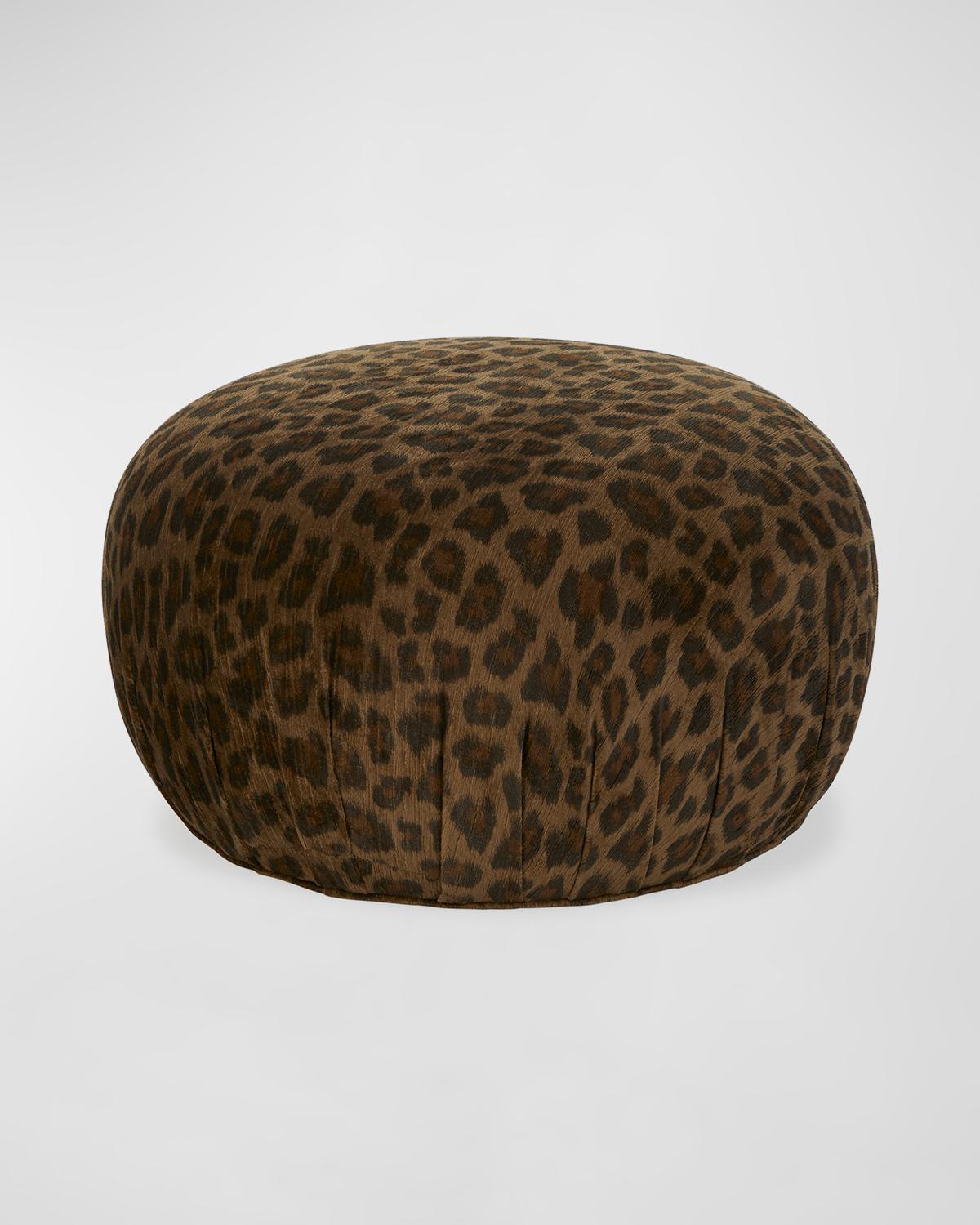 Leopard-Print Velvet Pouf