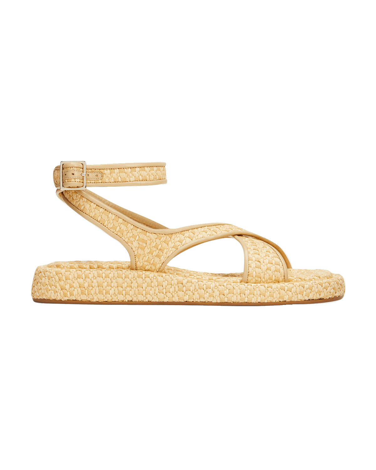 GIA/RHW Woven Raffia Flat Ankle-Strap Sandals