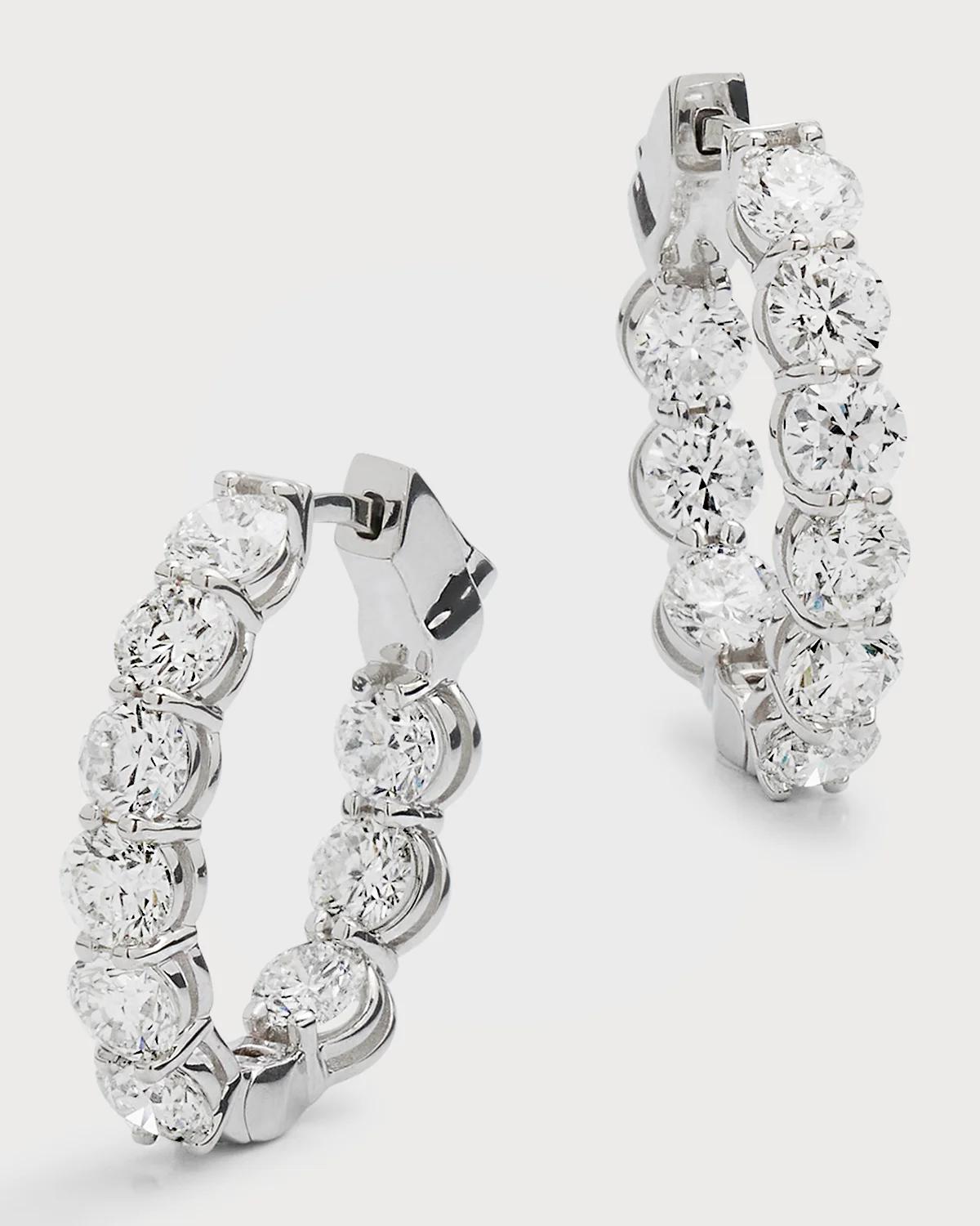 18K White Gold GH/SI Diamond Oval-Shaped Hoop Earrings, 0.75"L, 4.59tcw