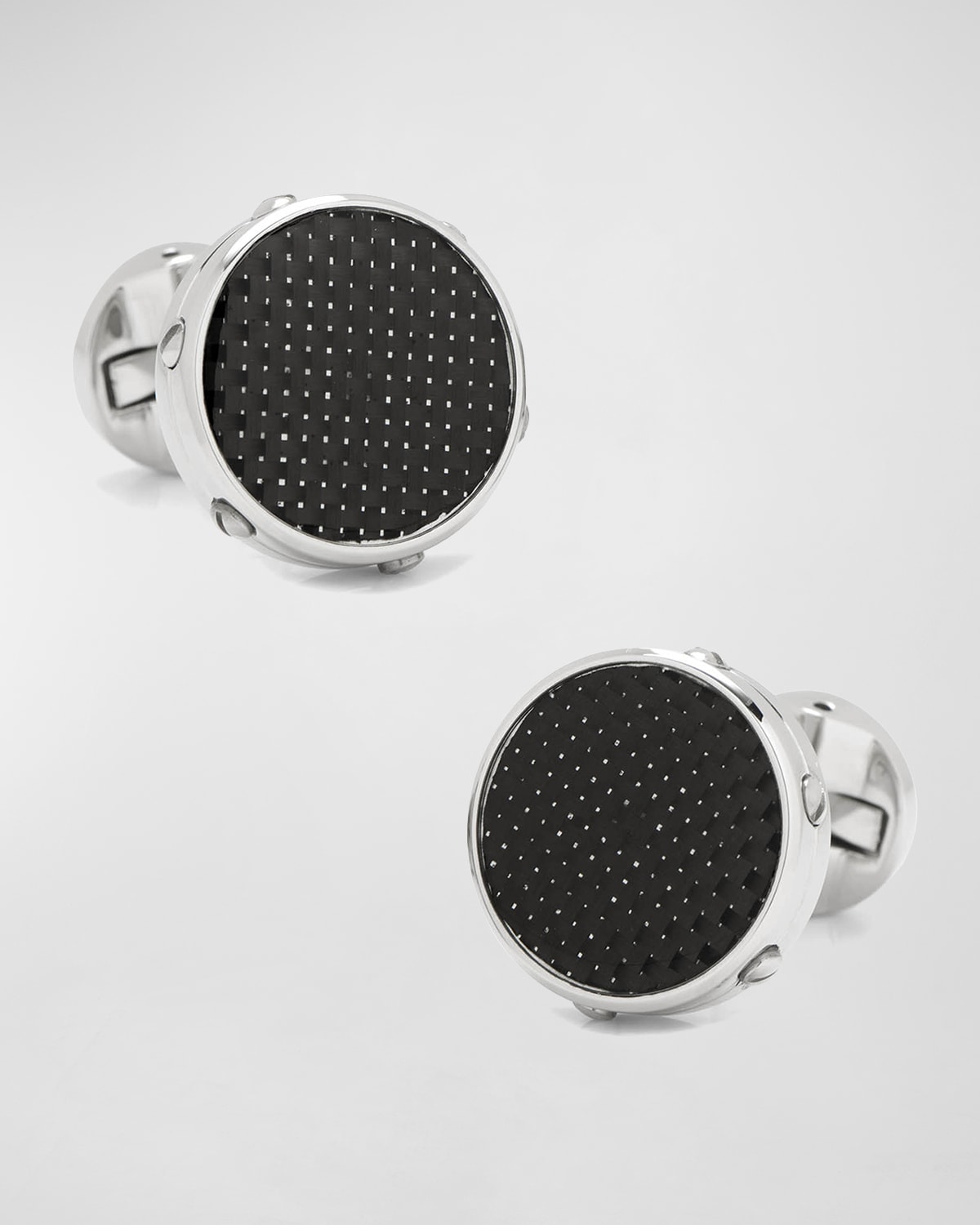 Stainless Steel Black Carbon Fiber Rectangle Cuff Links 16MM