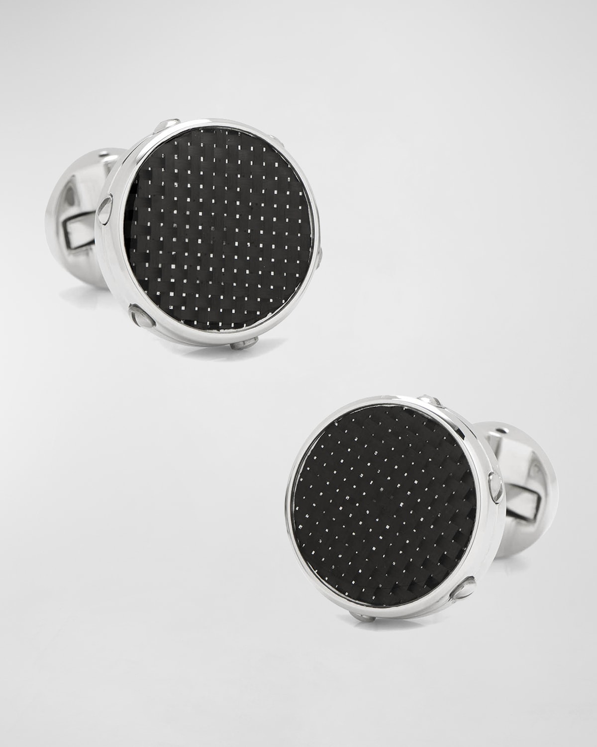Stainless Steel Black Carbon Fiber Rectangle Cuff Links 16MM Stainless Steel Black Carbon Fiber Rectangle Cuff Links 16MM