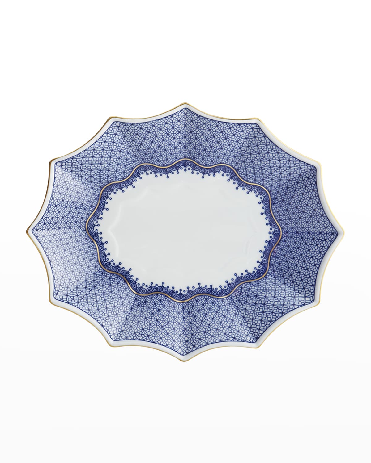 Mottahedeh Blue Lace 12-Sided Lobed Large Tray