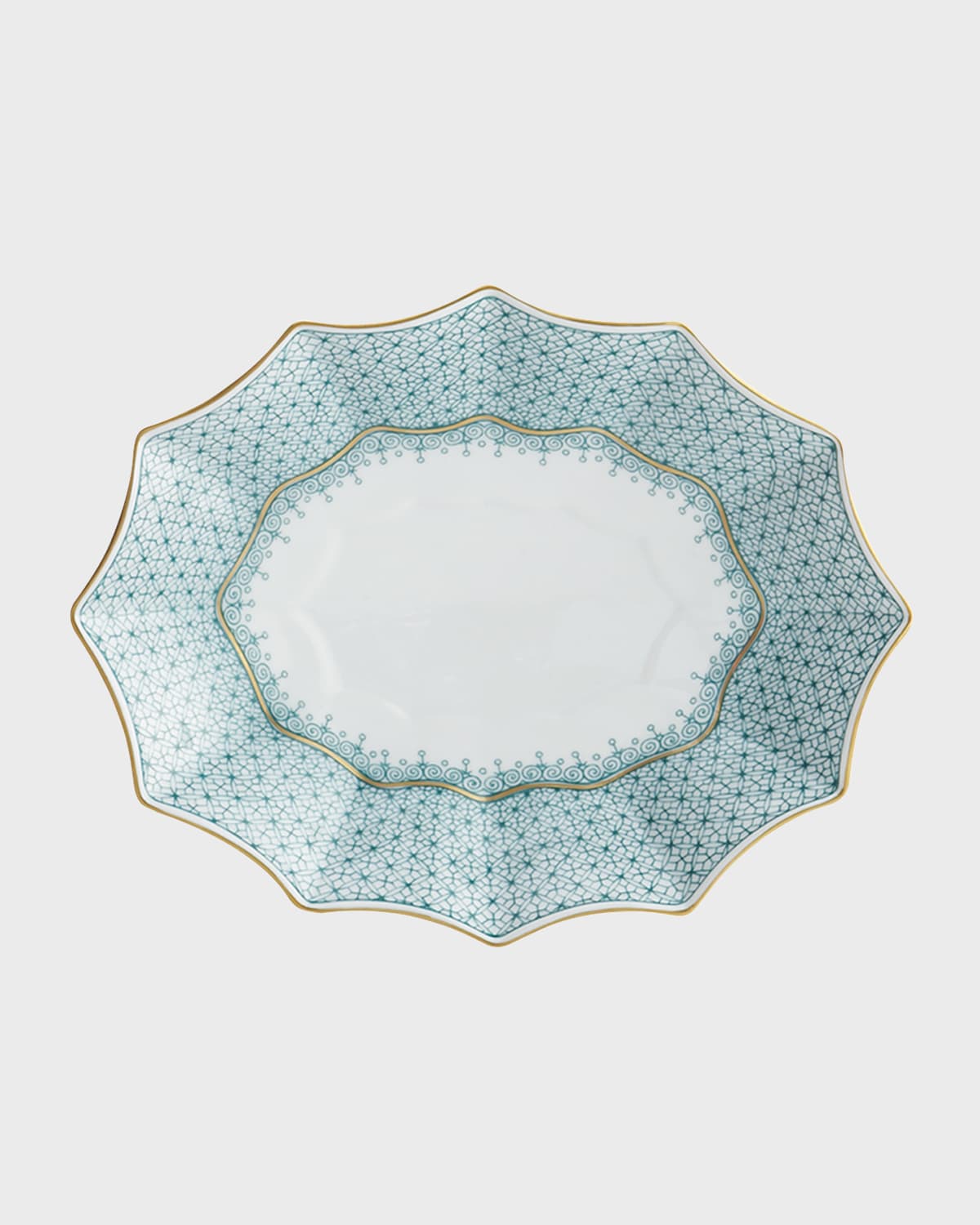 Mottahedeh Green Lace 12-Sided Lobed Small Tray