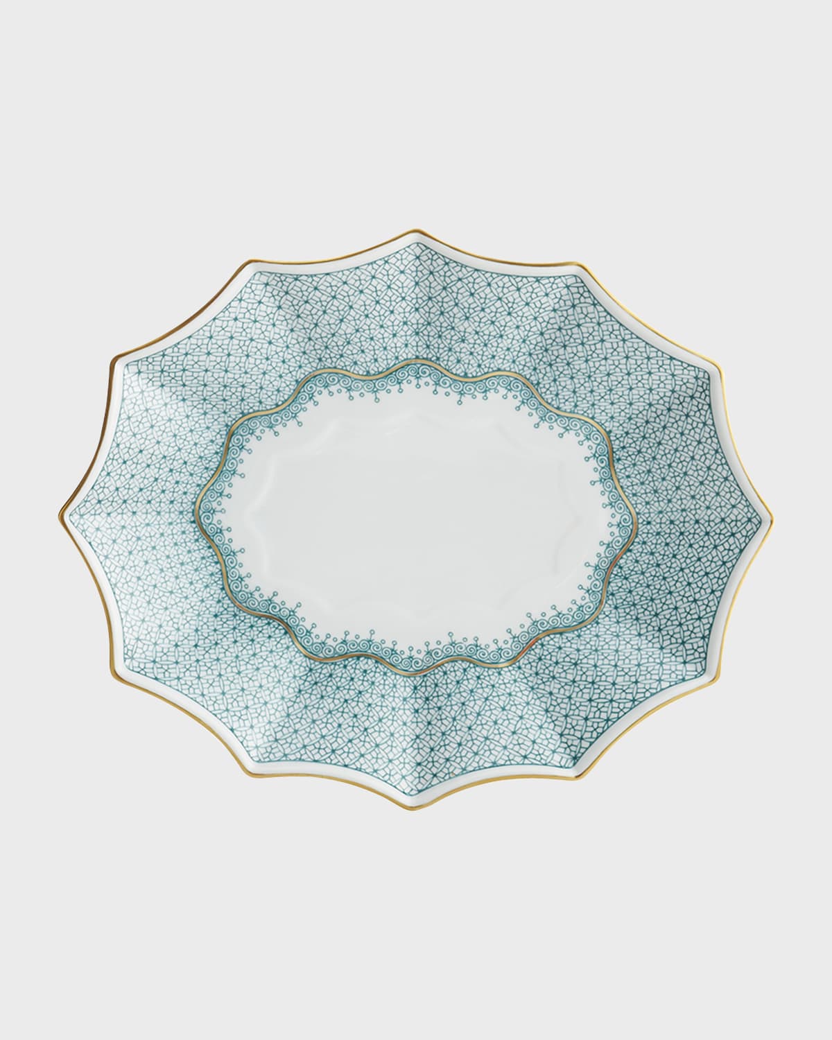 Mottahedeh Green Lace 12-Sided Lobed Large Tray