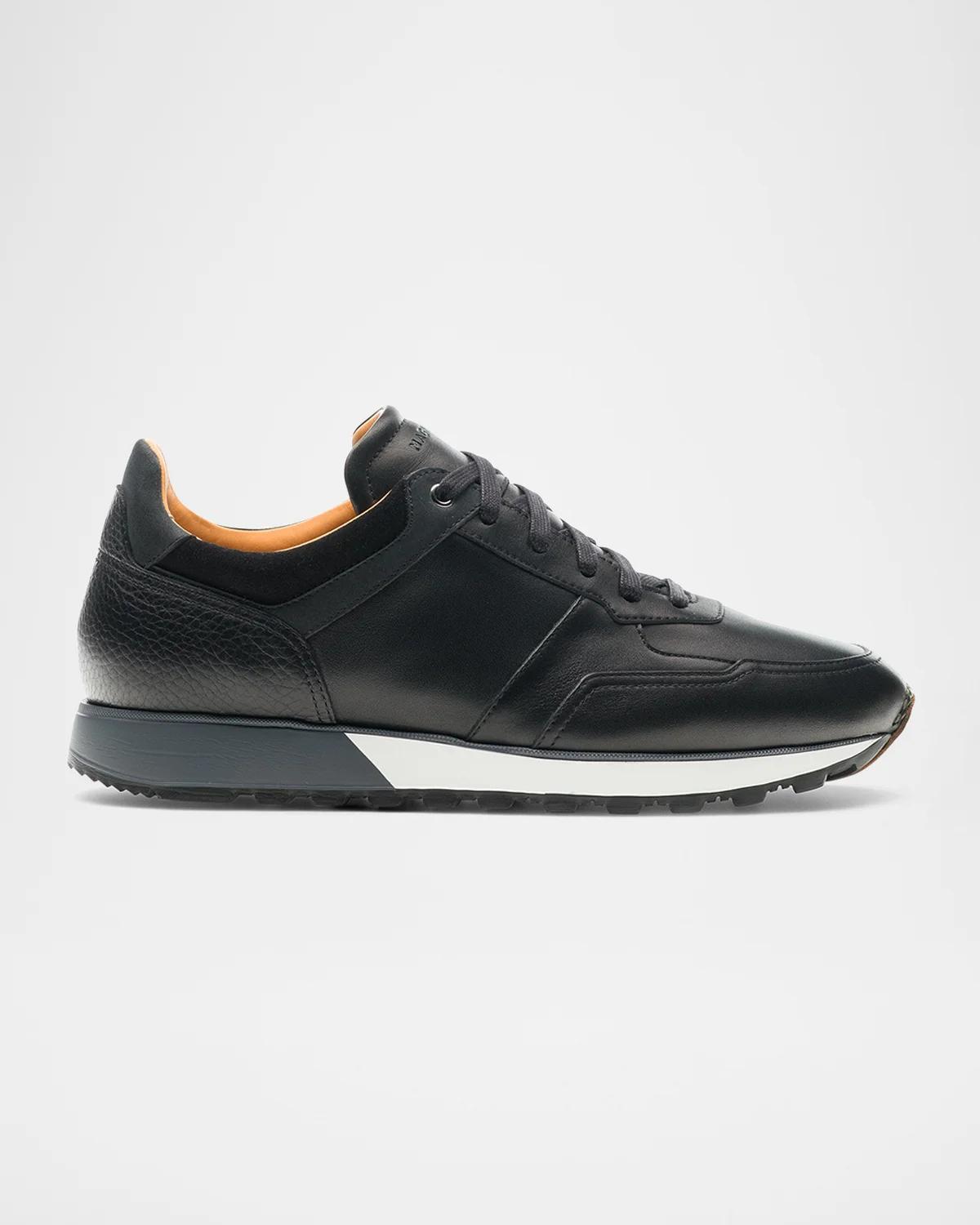 Magnanni Men's Arco Mix-Leather Trainer Sneakers