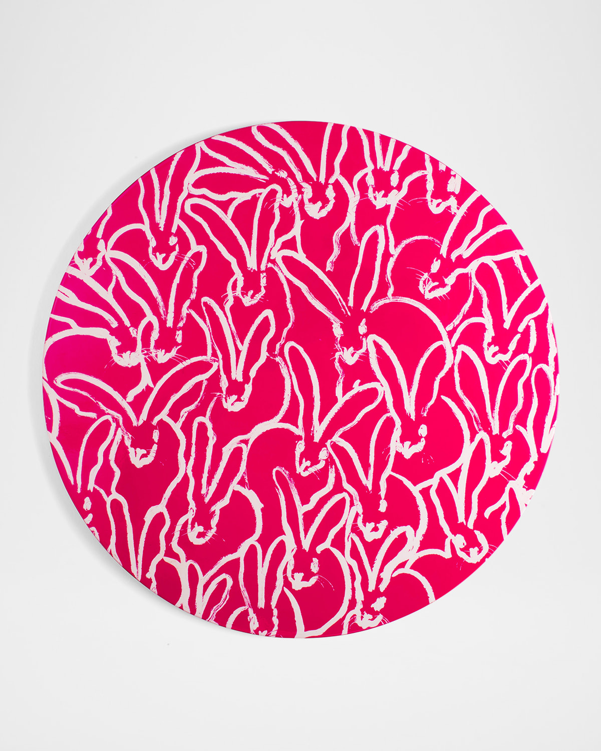 Hunt Slonem Rabbit Run Round Lacquer Placemat, Pink