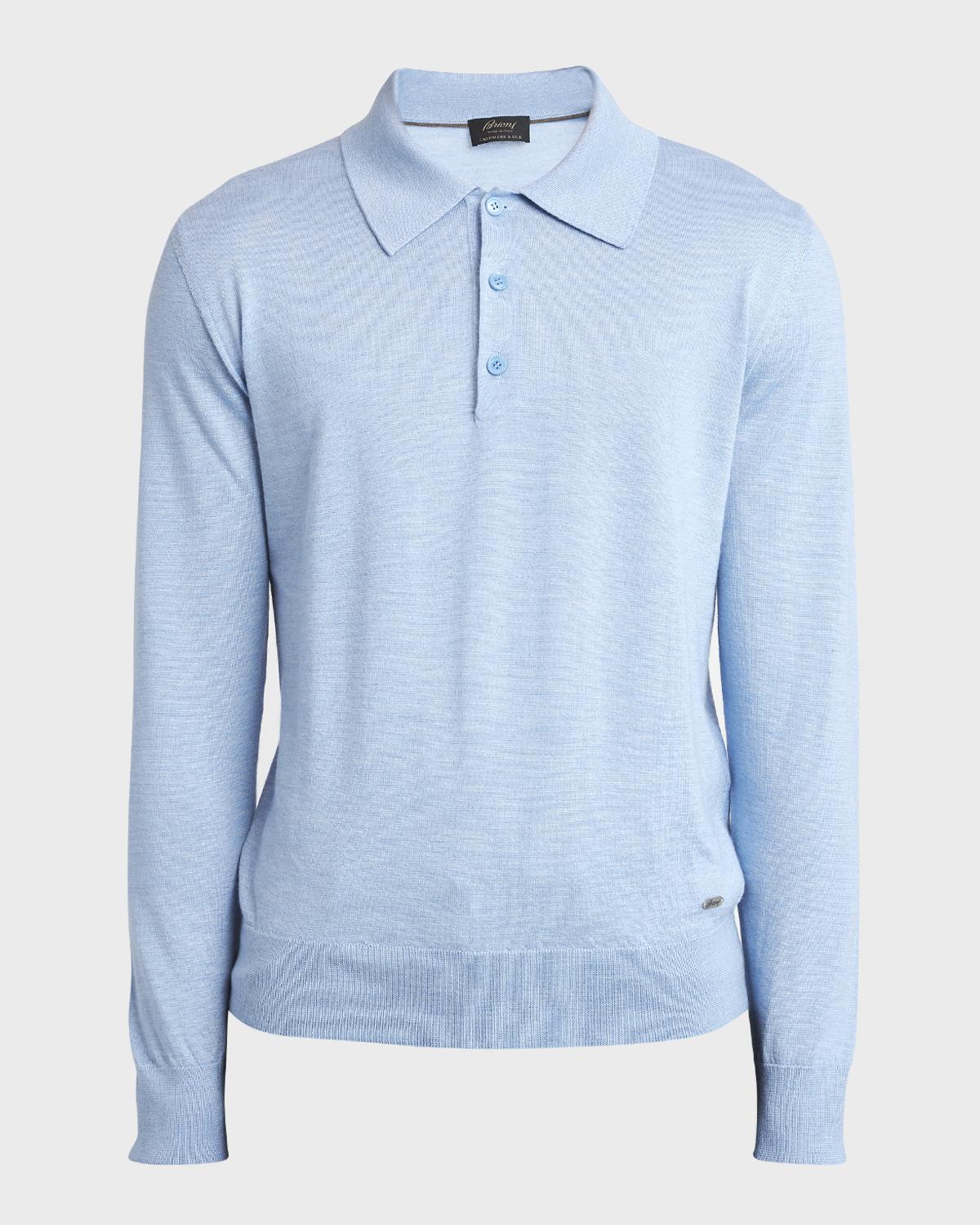 Brioni Men's Cashmere-Silk Polo Sweater