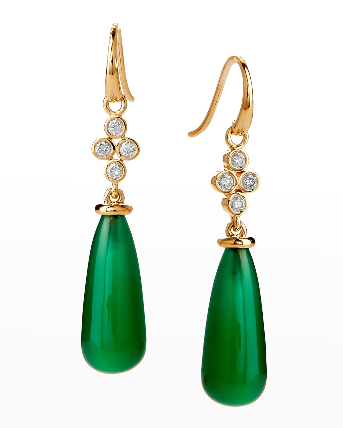 Drop 2.5 cms Green twisted glass oval beaded earrings