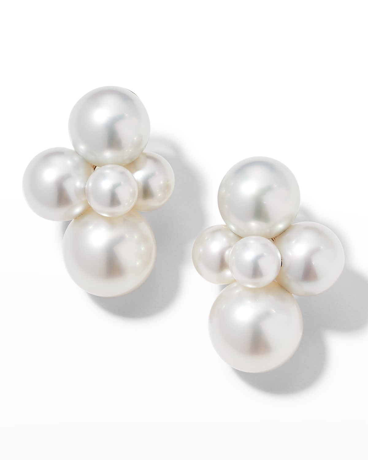 Daesar Gold Plated Earrings Stud Womens White Cubic Zirconia Earring Oval Flower Round Pearl Earrings