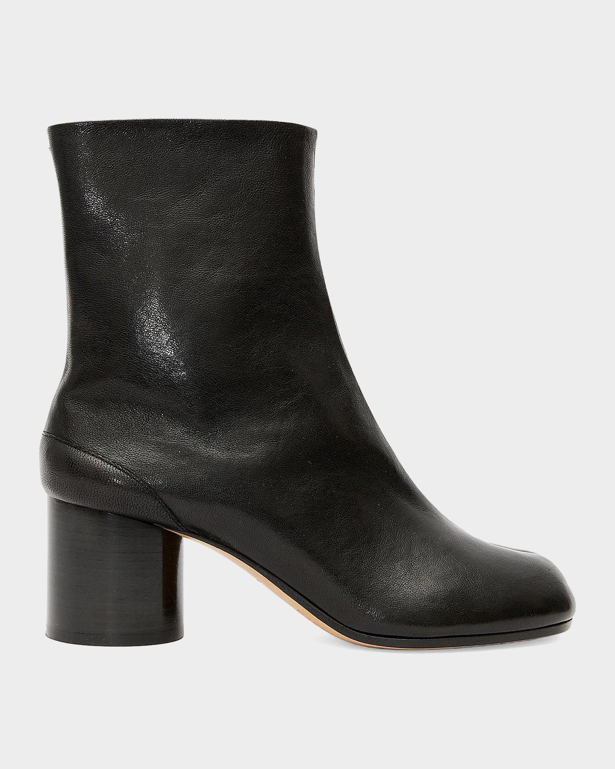 Maison Margiela Tabi Leather Split-toe Booties In Black T801