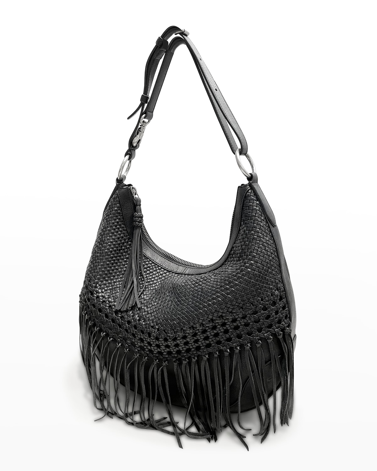 Black Large 13" x 13" Handbag w/Glitter-Belt-Fabric Pleated Front 