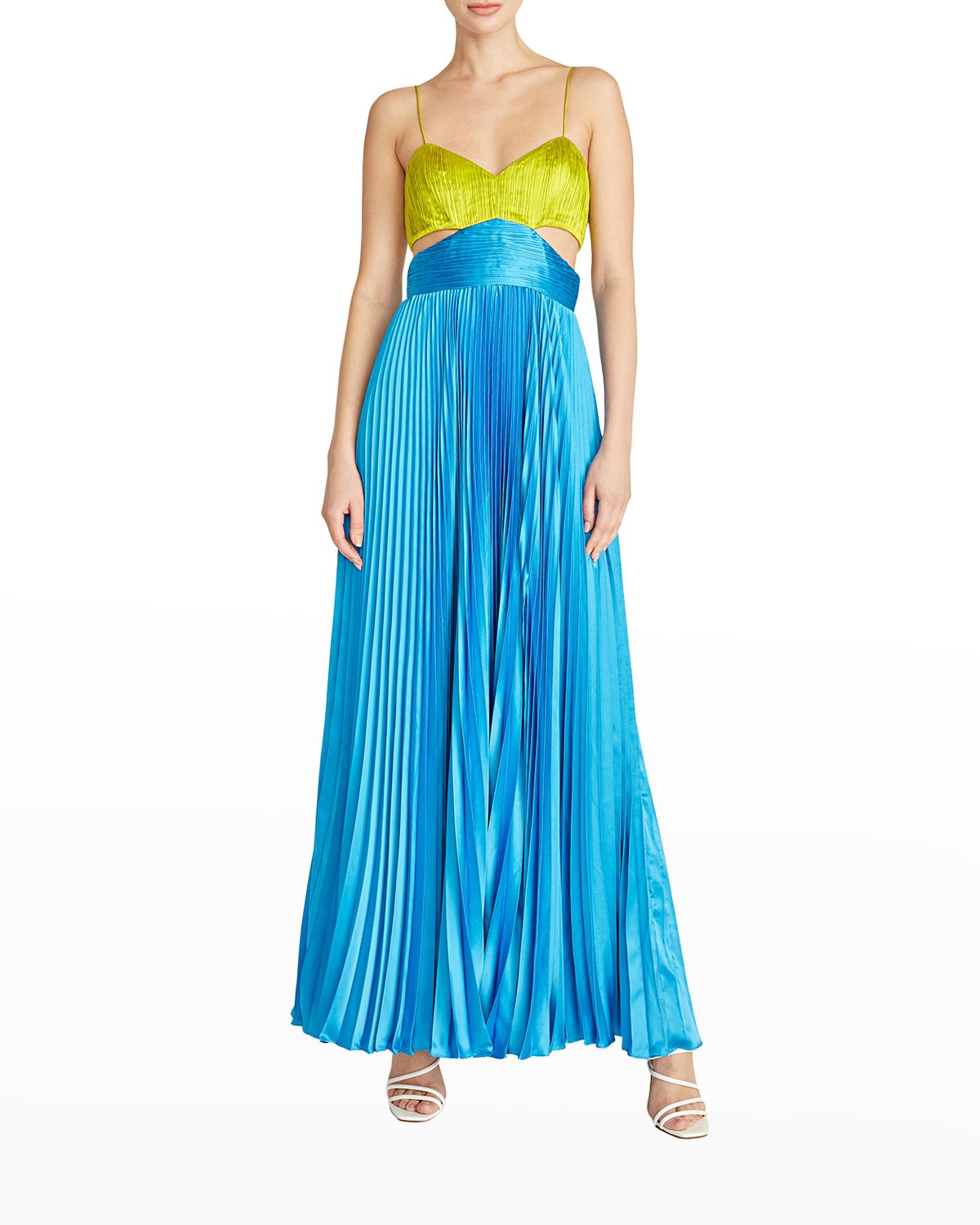 AMUR Elodie Pleated Cutout Gown