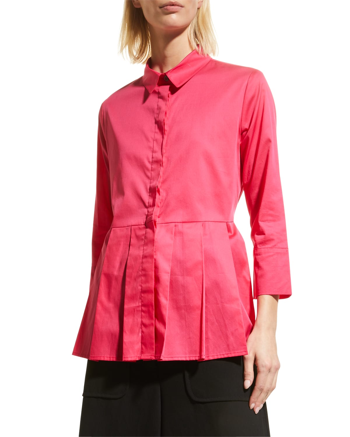 Pleated Long Sleeves Blouse | Neiman Marcus