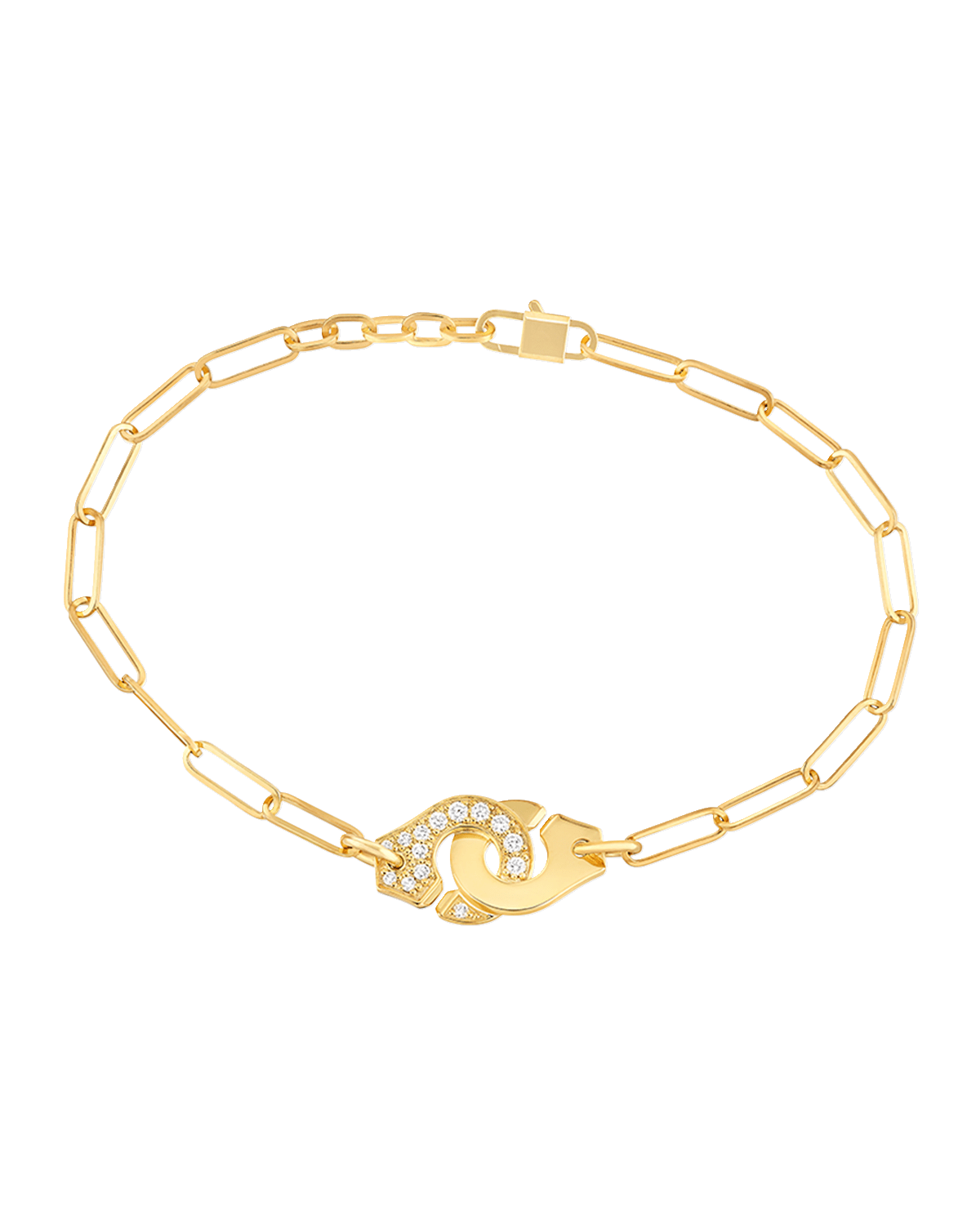 DINH VAN Yellow Gold Menottes R10 Medium One-Side Diamond Bracelet