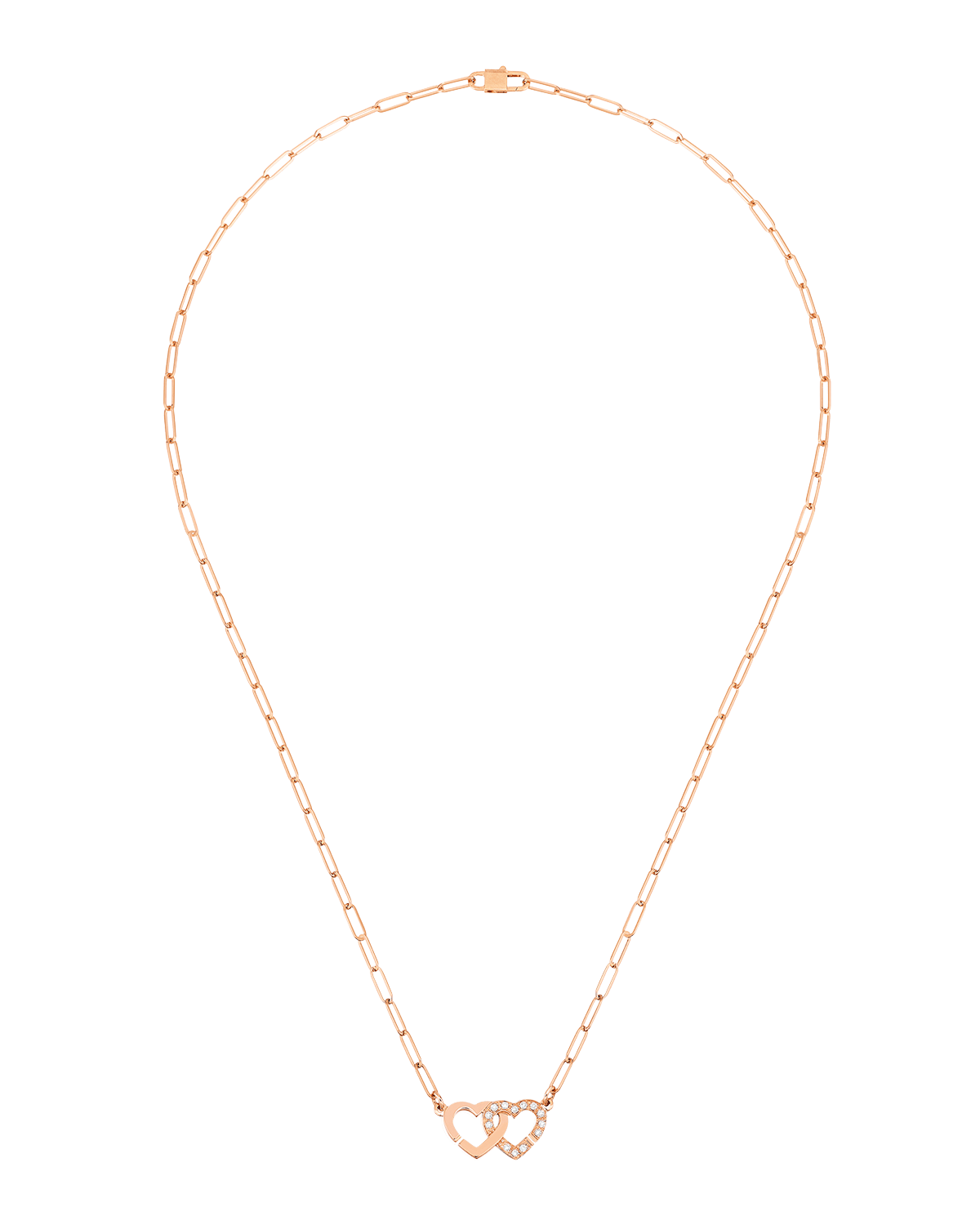 DINH VAN Rose Gold R9 Double Coeurs Heart Chain Necklace