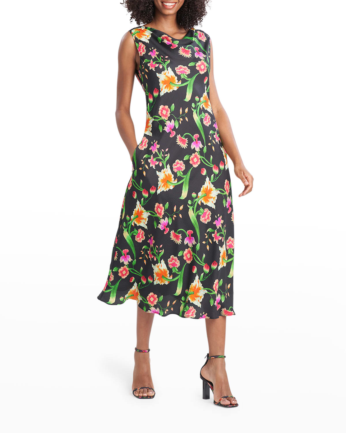 Silk Floral Dress Neiman Marcus