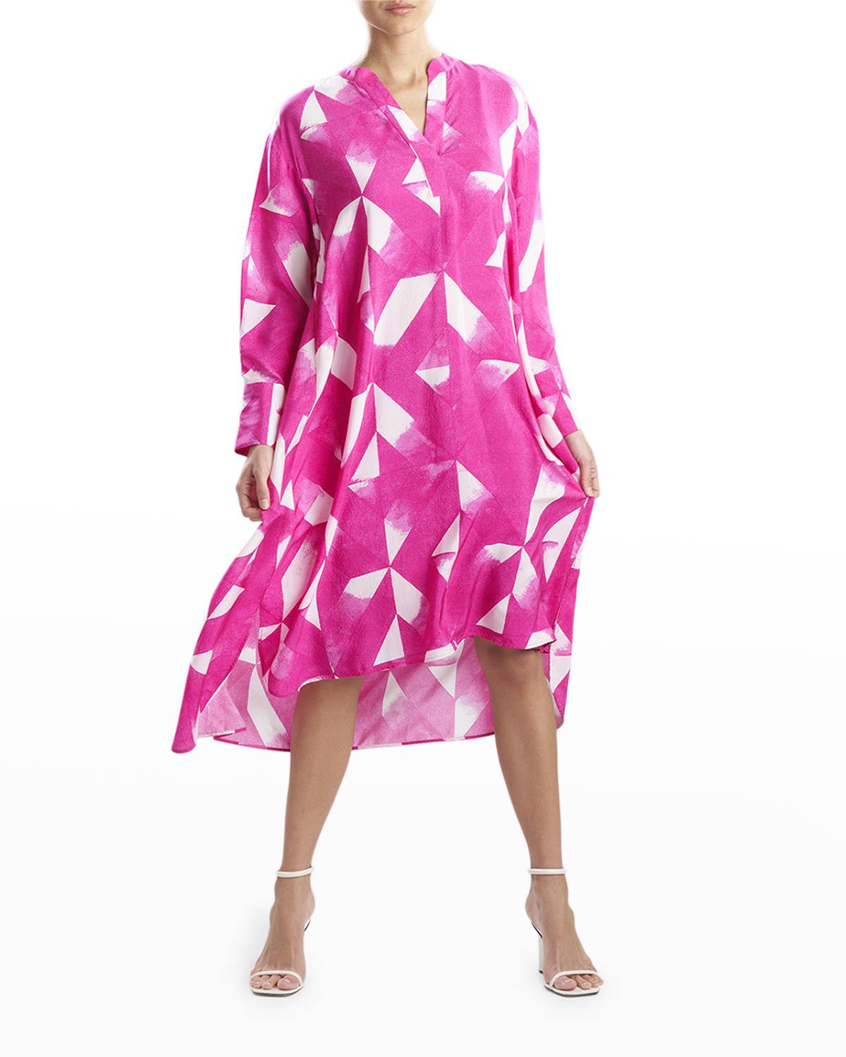 Long Sleeves Silk Shirt Dress | Neiman Marcus