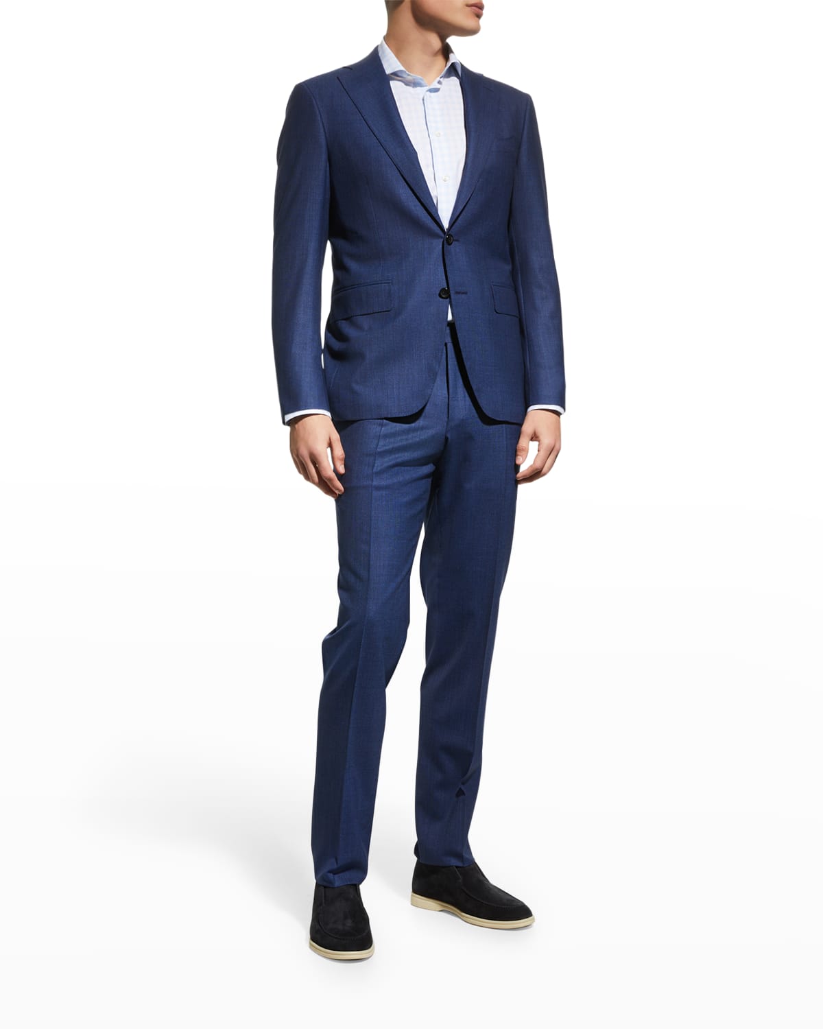 canali classic fit solid wool suit