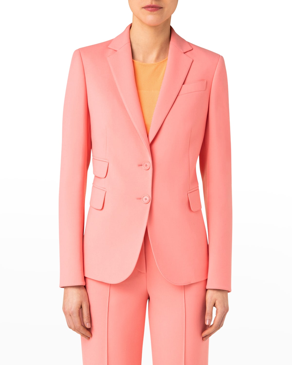 Womens Formal Blue Pink Linen Single Button Tailored Blazer Trousers Suit Jacket