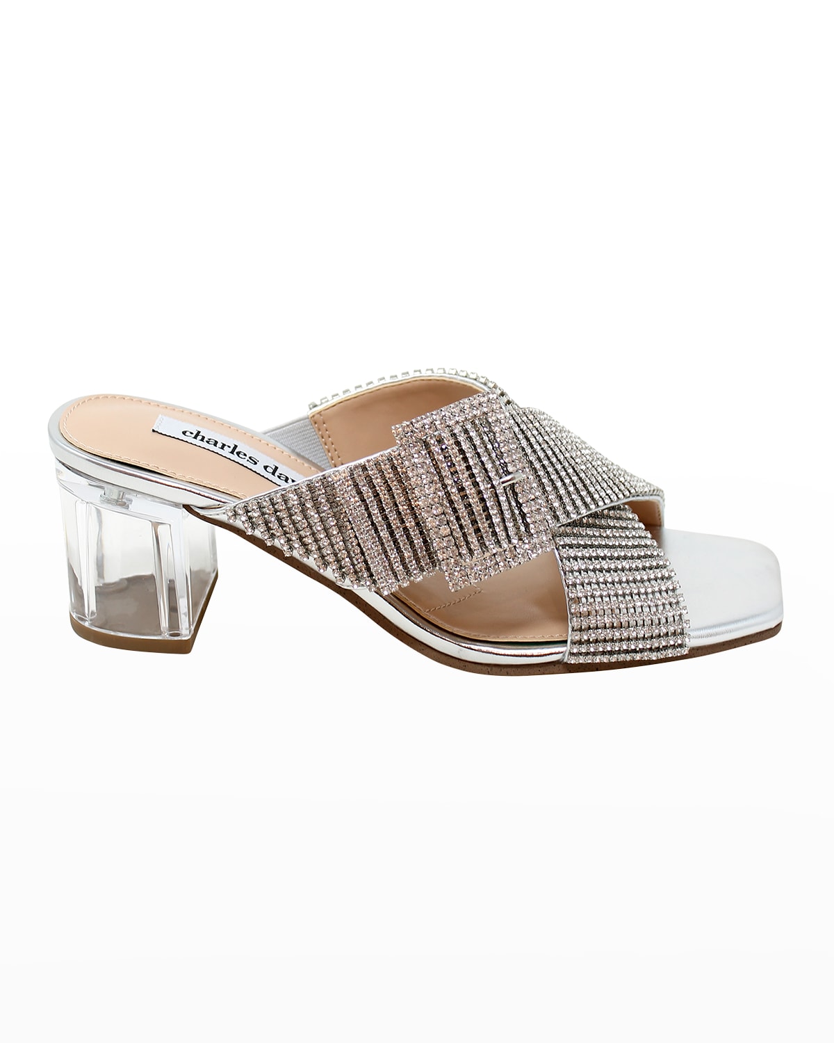 silver slip on sandals