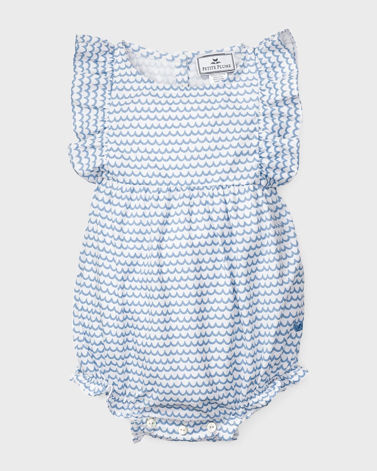 Petite Plume Girl's La Mer Bubble Ruffle Romper, Size Newborn-24M
