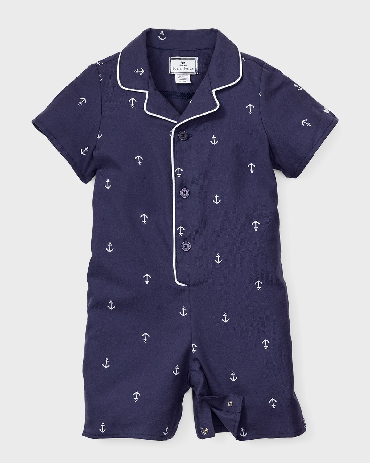 Petite Plume Boy's Portsmouth Anchor-Print Pajamas, Size Newborn-24M