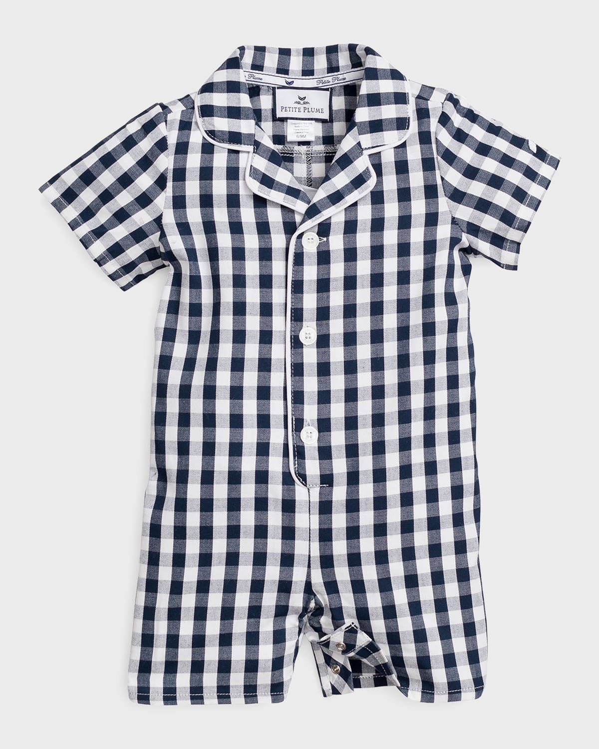 Petite Plume Girl's Gingham Check Romper, Size Newborn-24M