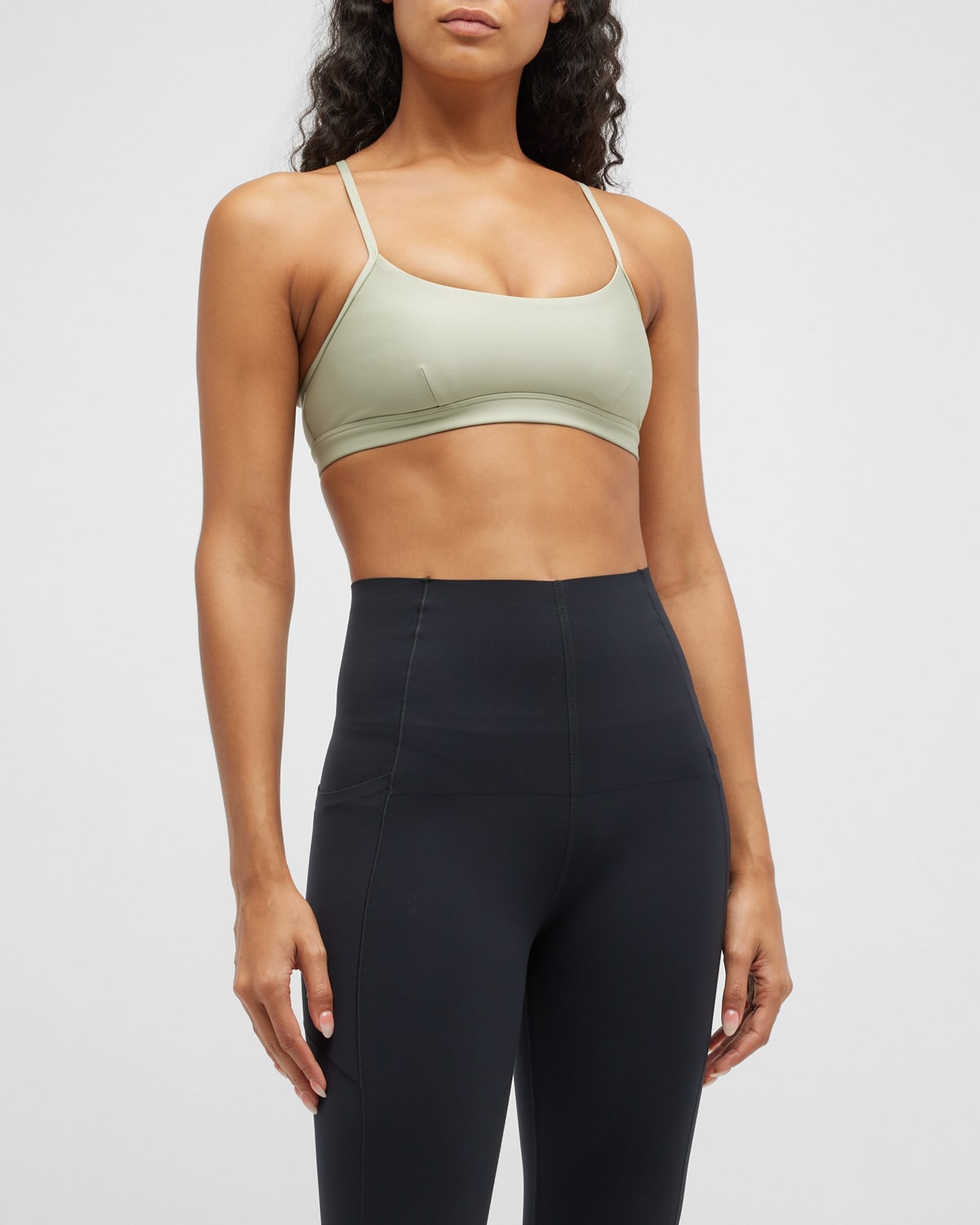 light & leaf Ruched Yoga Sports Bra Cross Back with Removable Cups Low Support Activewear 