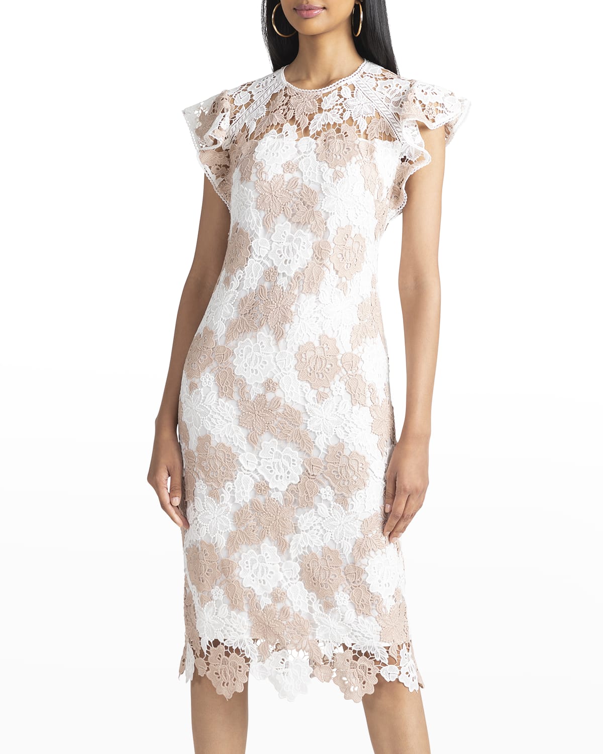 Cap Sleeves Lace Dress Neiman Marcus