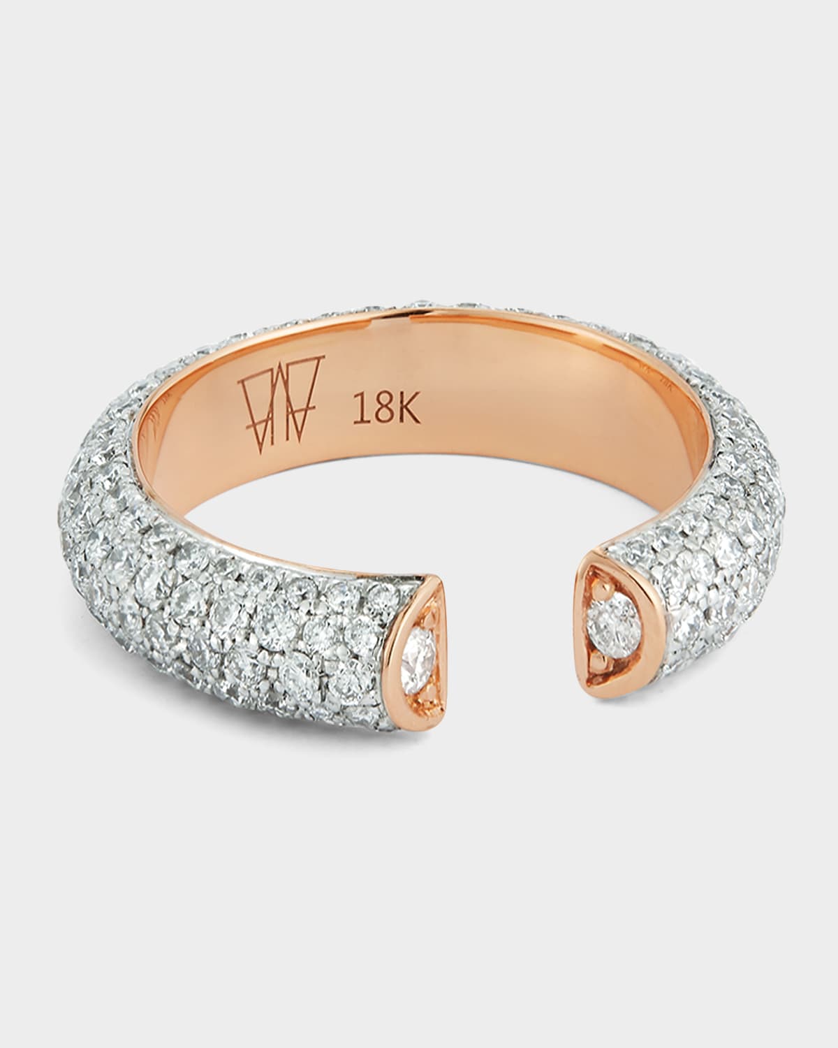 Walters Faith Thoby Rose Gold Tubular Open Band Ring with Diamond Ends Size 7