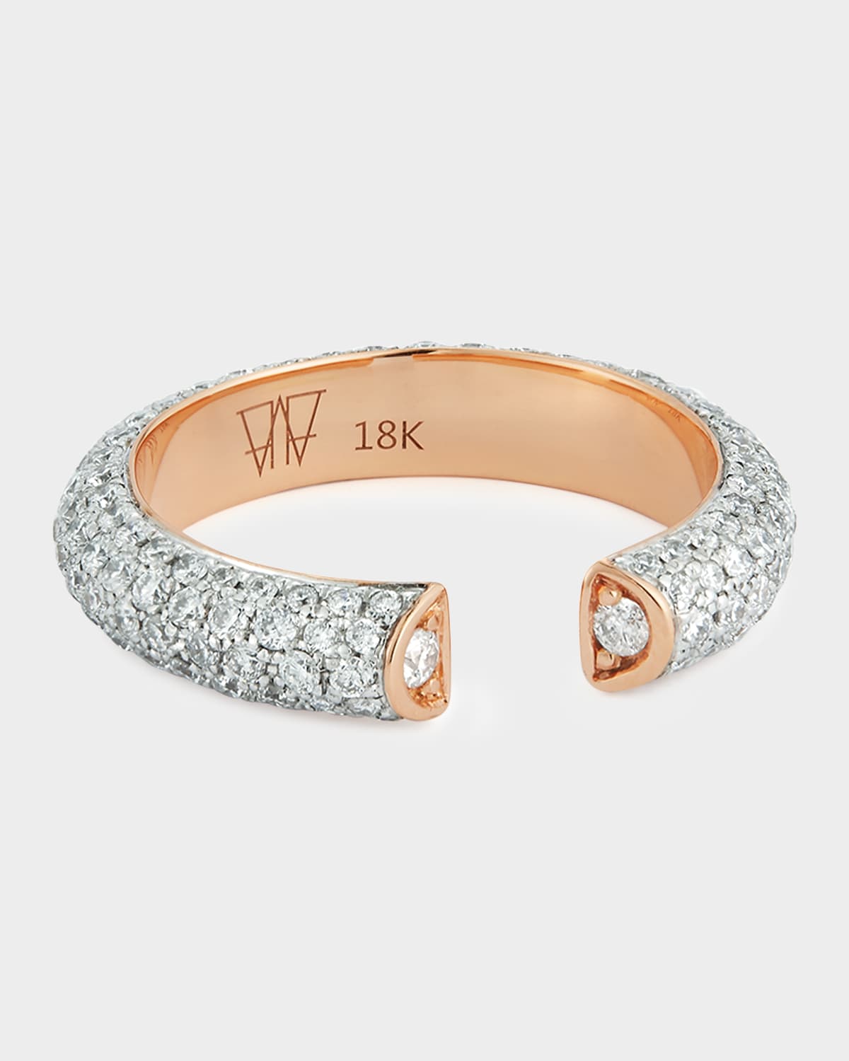 Walters Faith Thoby Rose Gold Tubular Open Band Ring with Diamond Ends