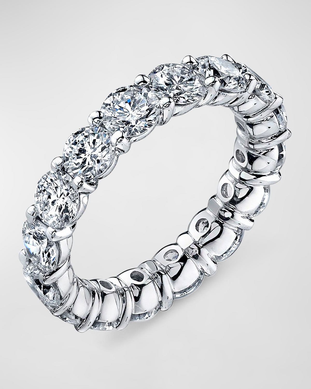 Neiman Marcus Diamonds Platinum Buttercup Round Diamond Eternity Ring, Size 6, 6.50tcw