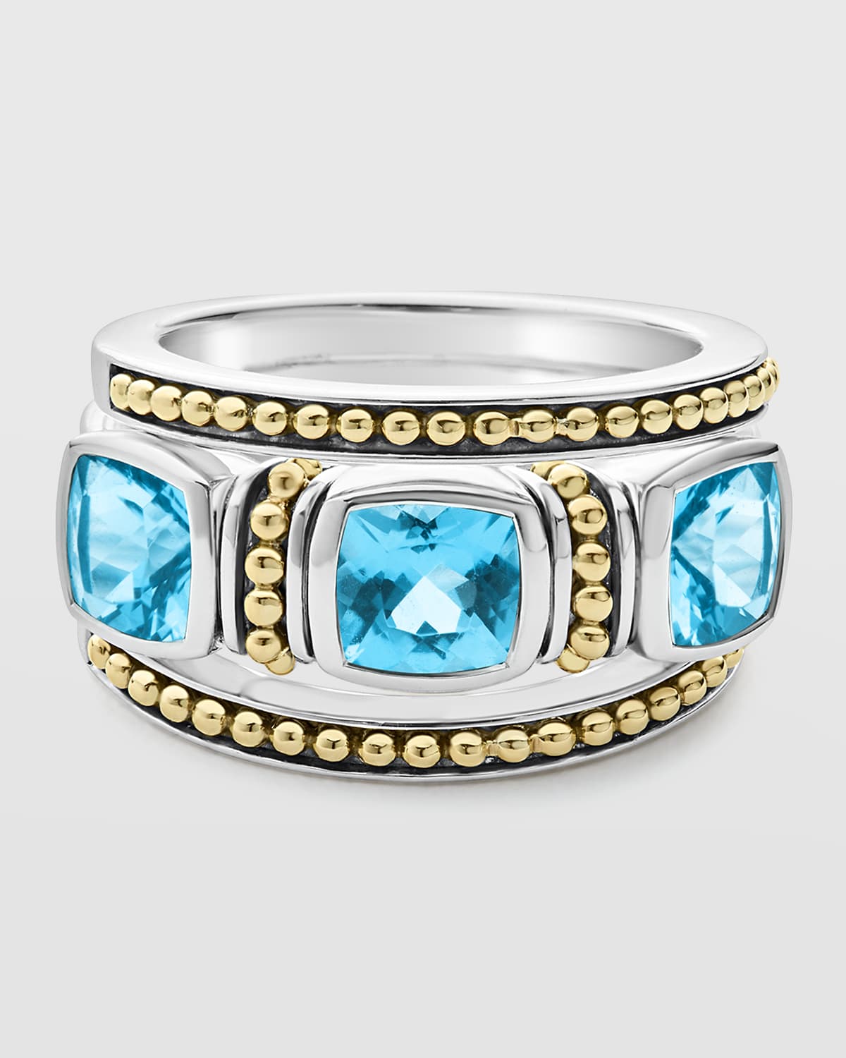 LAGOS Rittenhouse Blue Topaz Triple 6mm Cushion-Set Ring