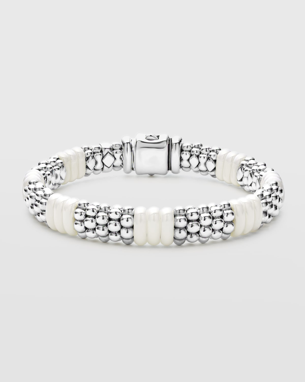 LAGOS White Caviar White Ceramic 7 by 3 Stations 9mm Rope Bracelet