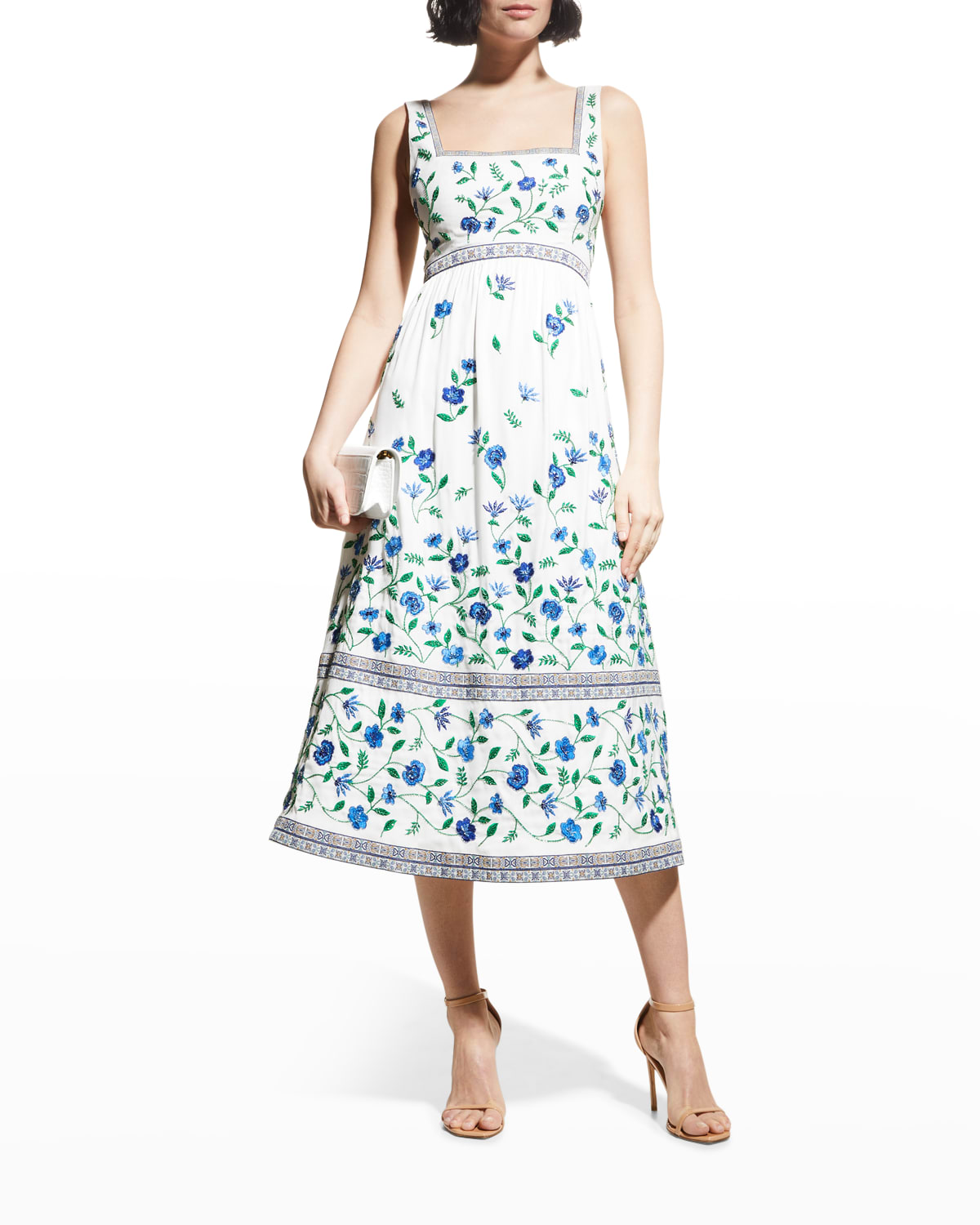 Embroidered Floral Dress Neiman Marcus