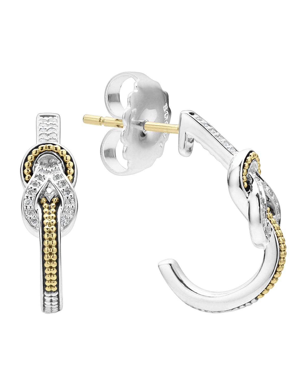 LAGOS Newport Diamond Knot 15mm Half-Hoop Earrings