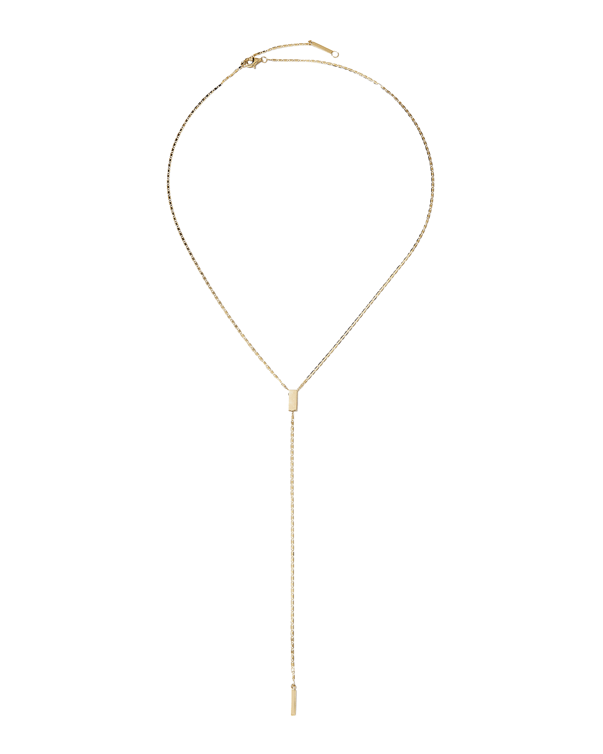 LANA Petite Malibu Gold Tag Lariat Necklace