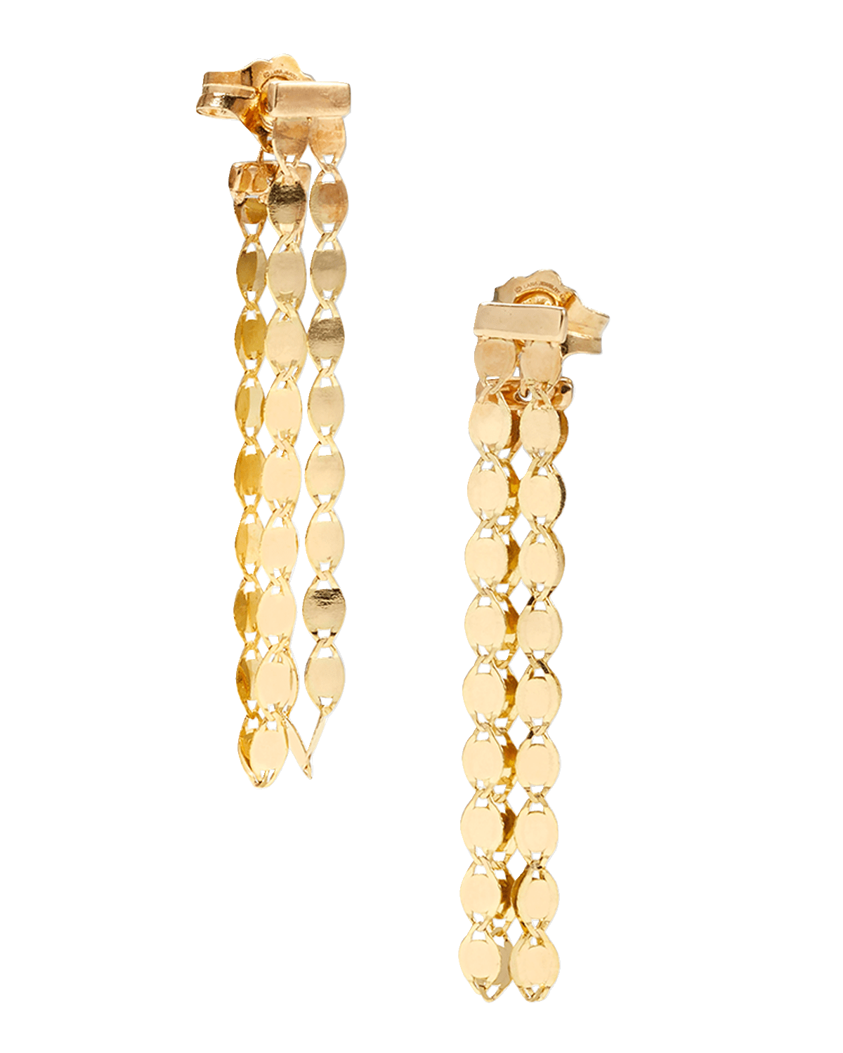 LANA Petite Nude Fringe Linear Front and Back Earrings