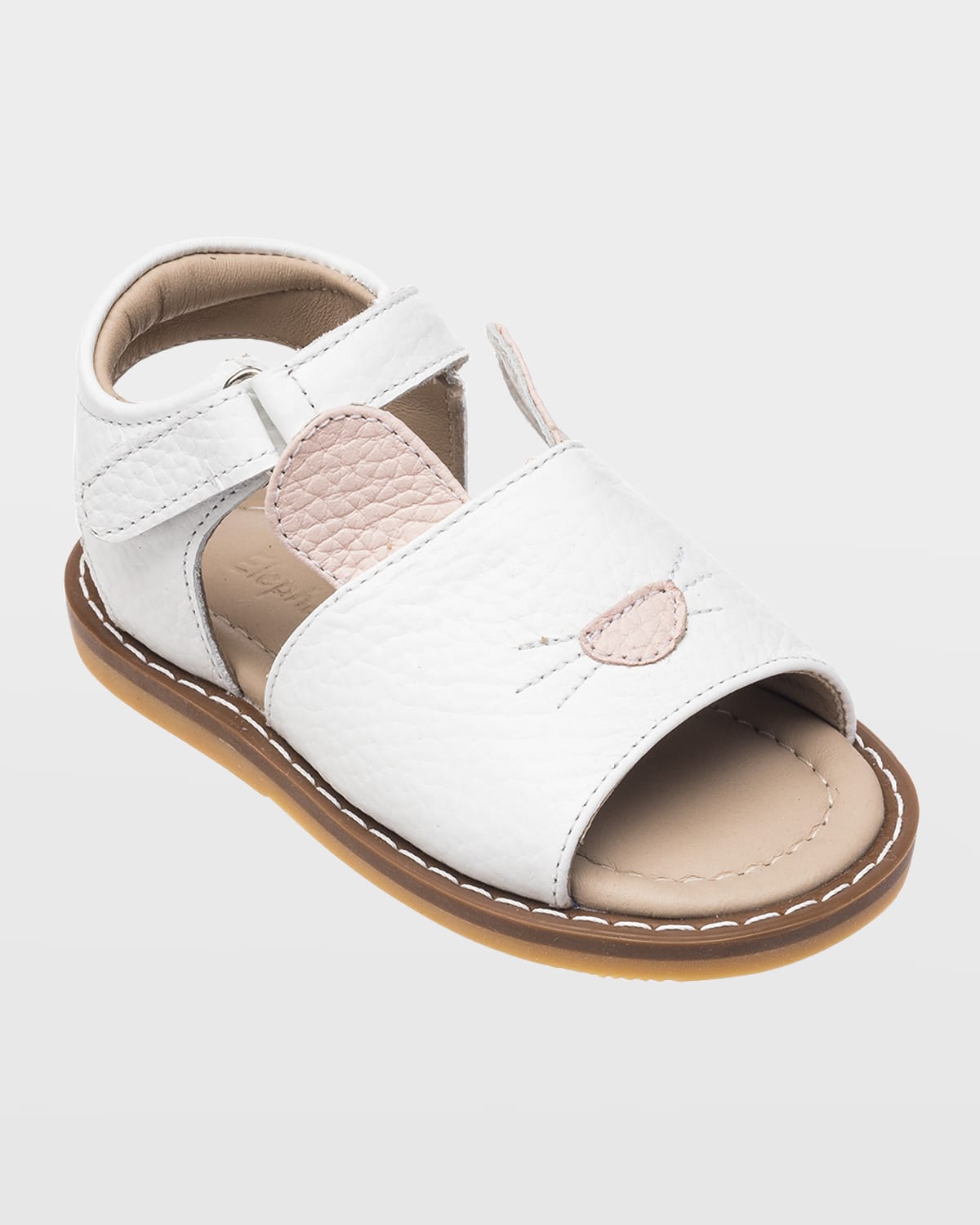 Elephantito Girl 's Bunny Leather Flat Sandals, Baby