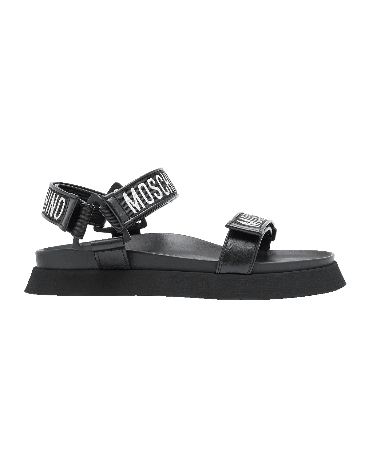 Moschino Men's Leather Logo Tape Platform Sandals
