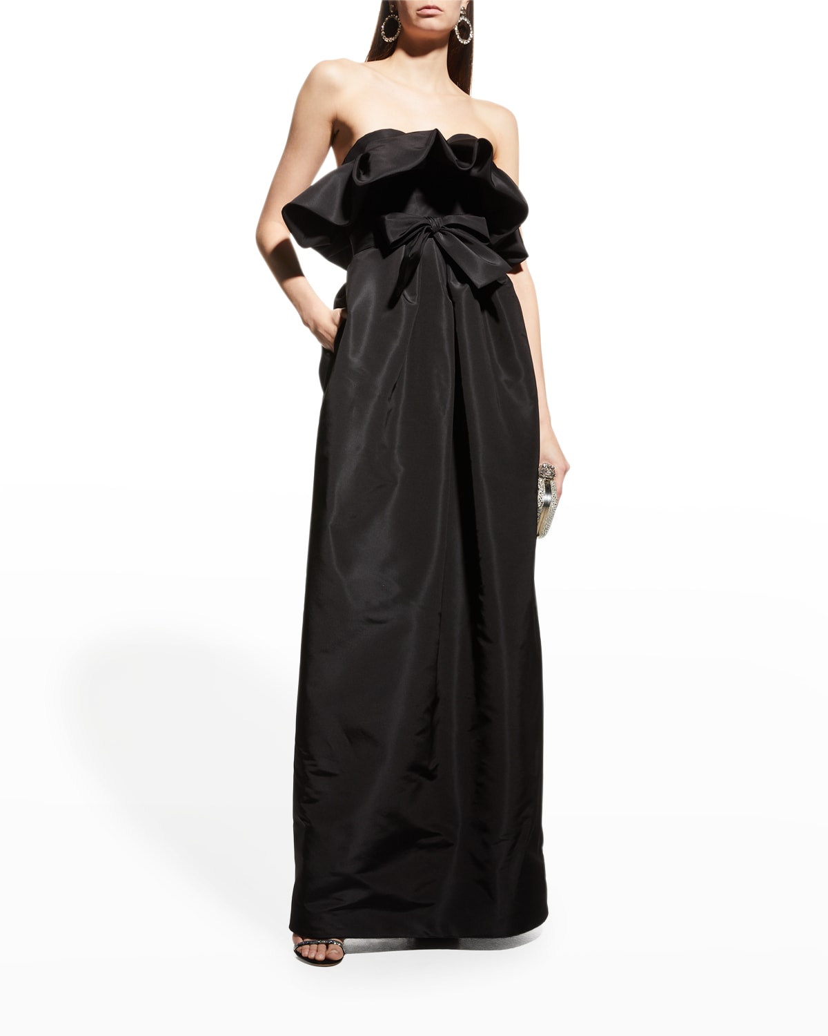 Black Beaded Strapless Gown main image 0